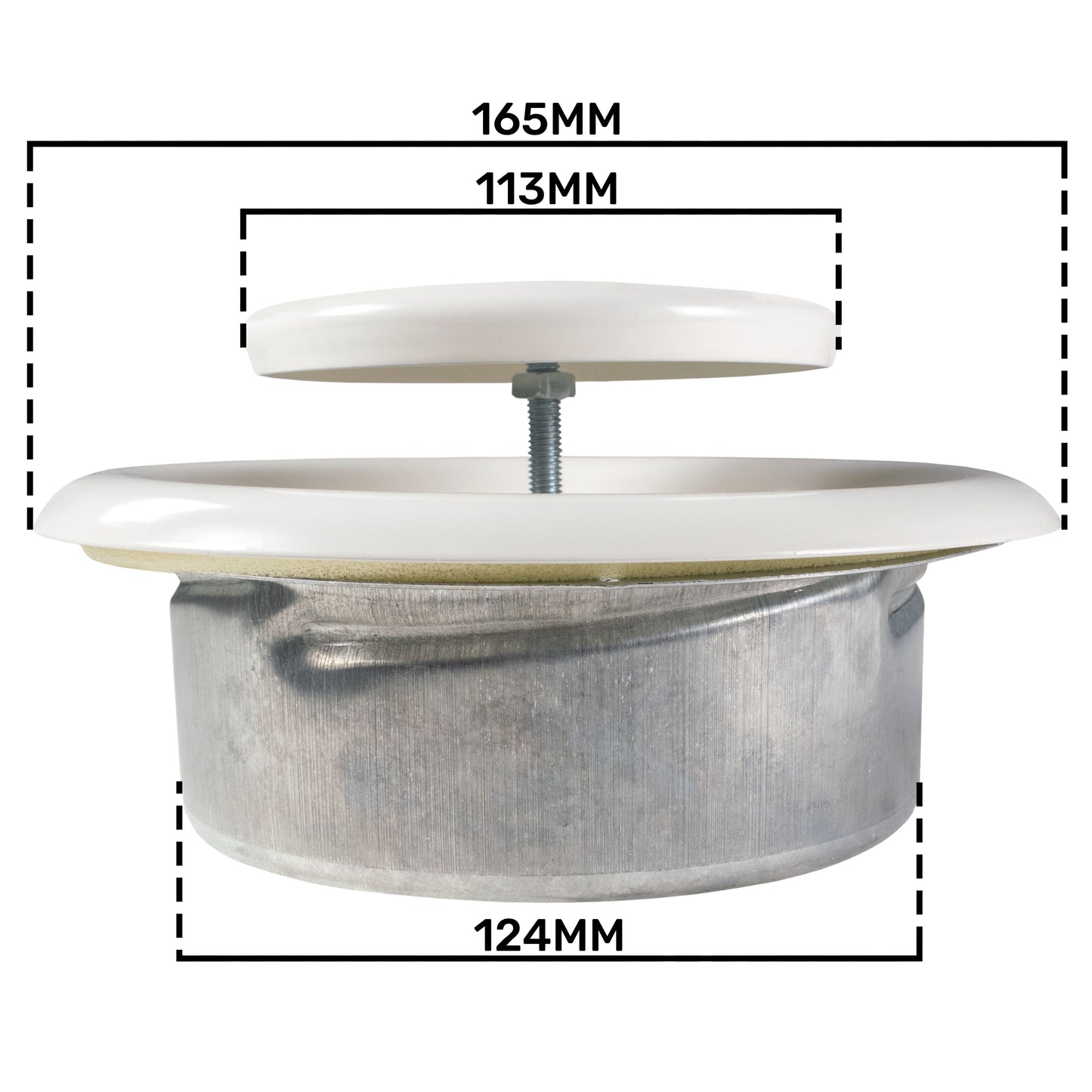 White Metal Anemostat Exhaust Ceiling Valve, 125mm