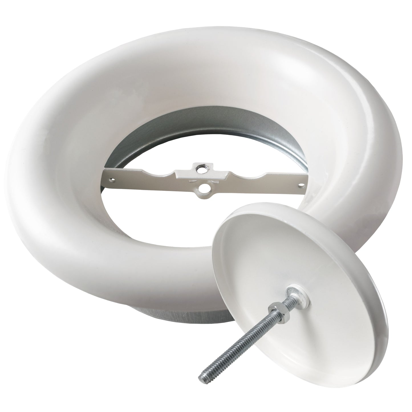 White Metal Anemostat Exhaust Ceiling Valve, 125mm