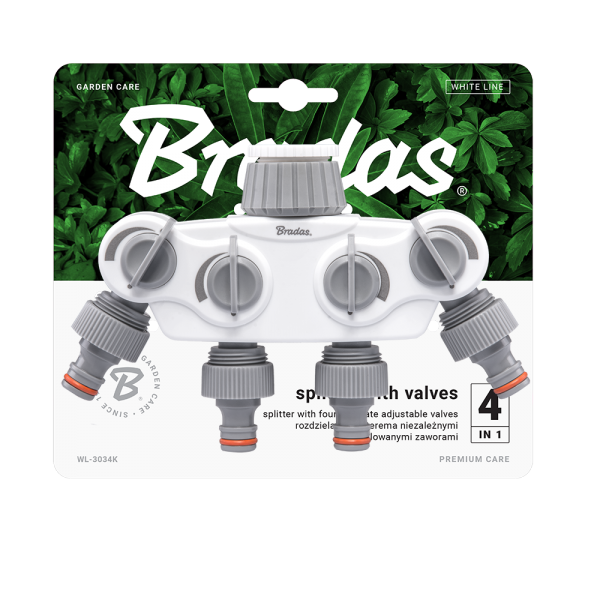4-Way Tap Splitter Manifold – 1” & 3/4” BSP with Valves, Grey