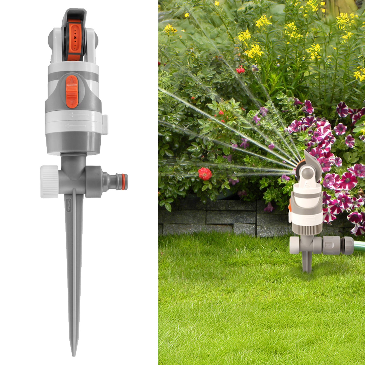 4-Pattern Gear Drive Sprinkler, White line