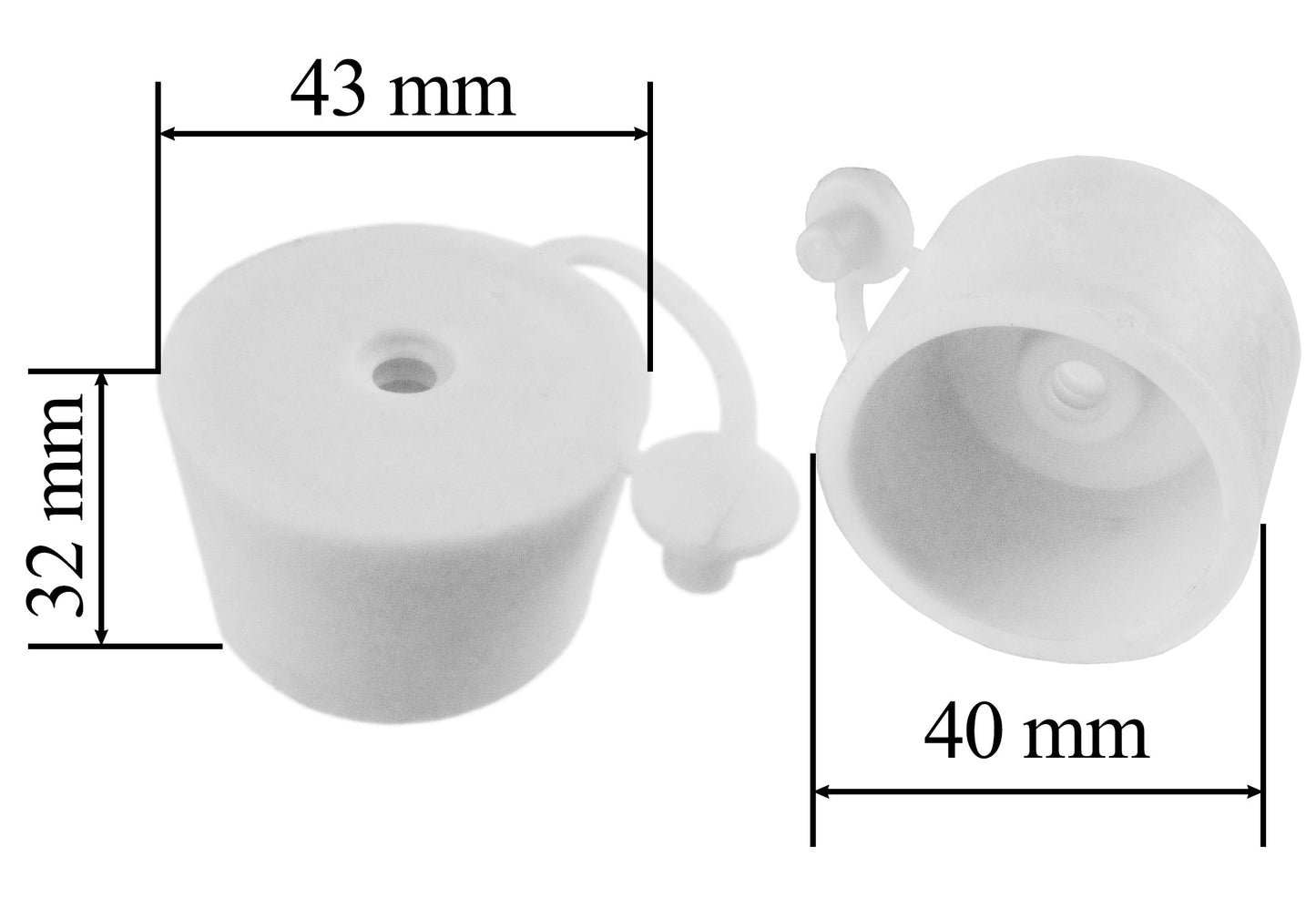 Vented Rubber Demijohn Bung Cork with Cap, 43mm/ 40mm
