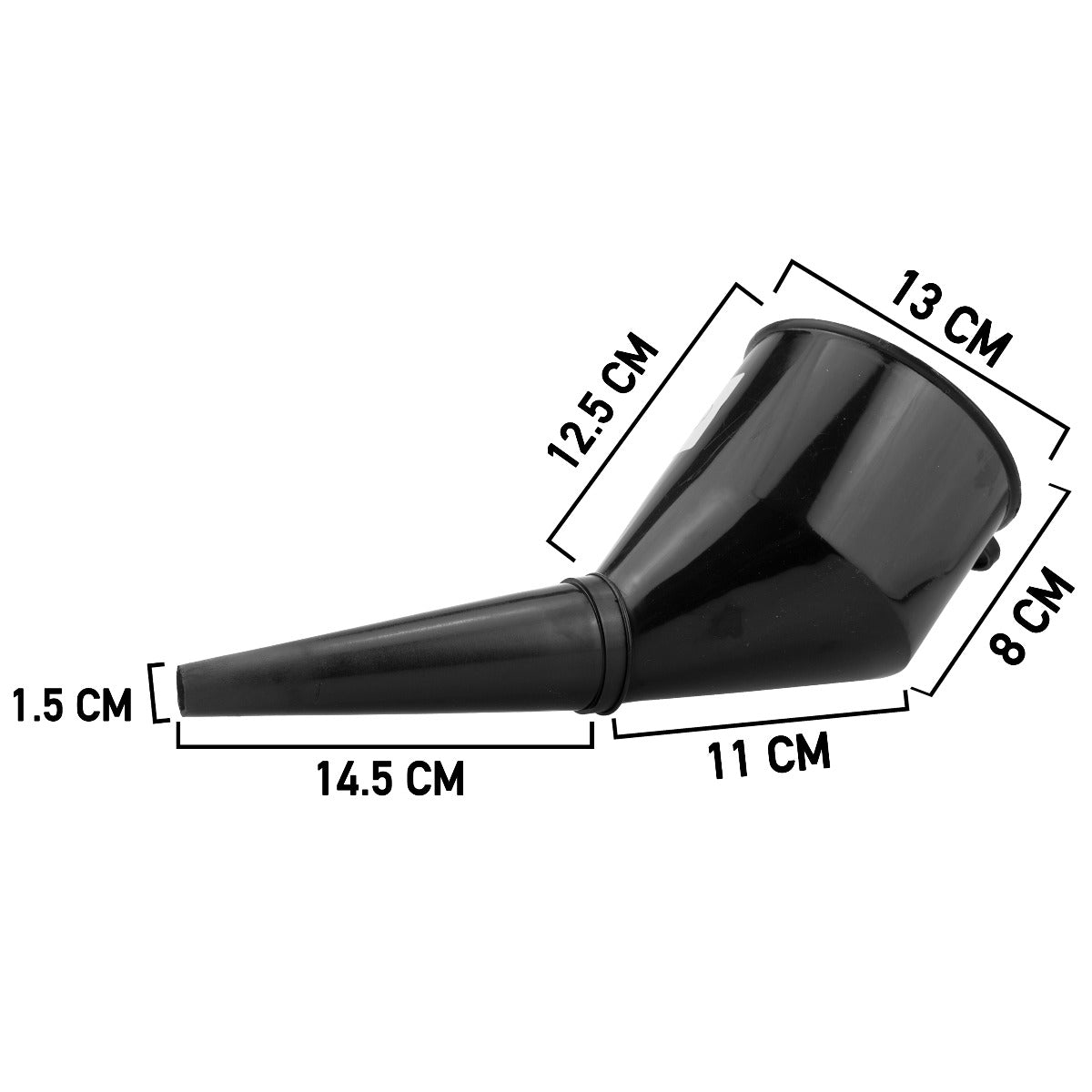 Filtered Fuel Funnel with Angled Spout, Black