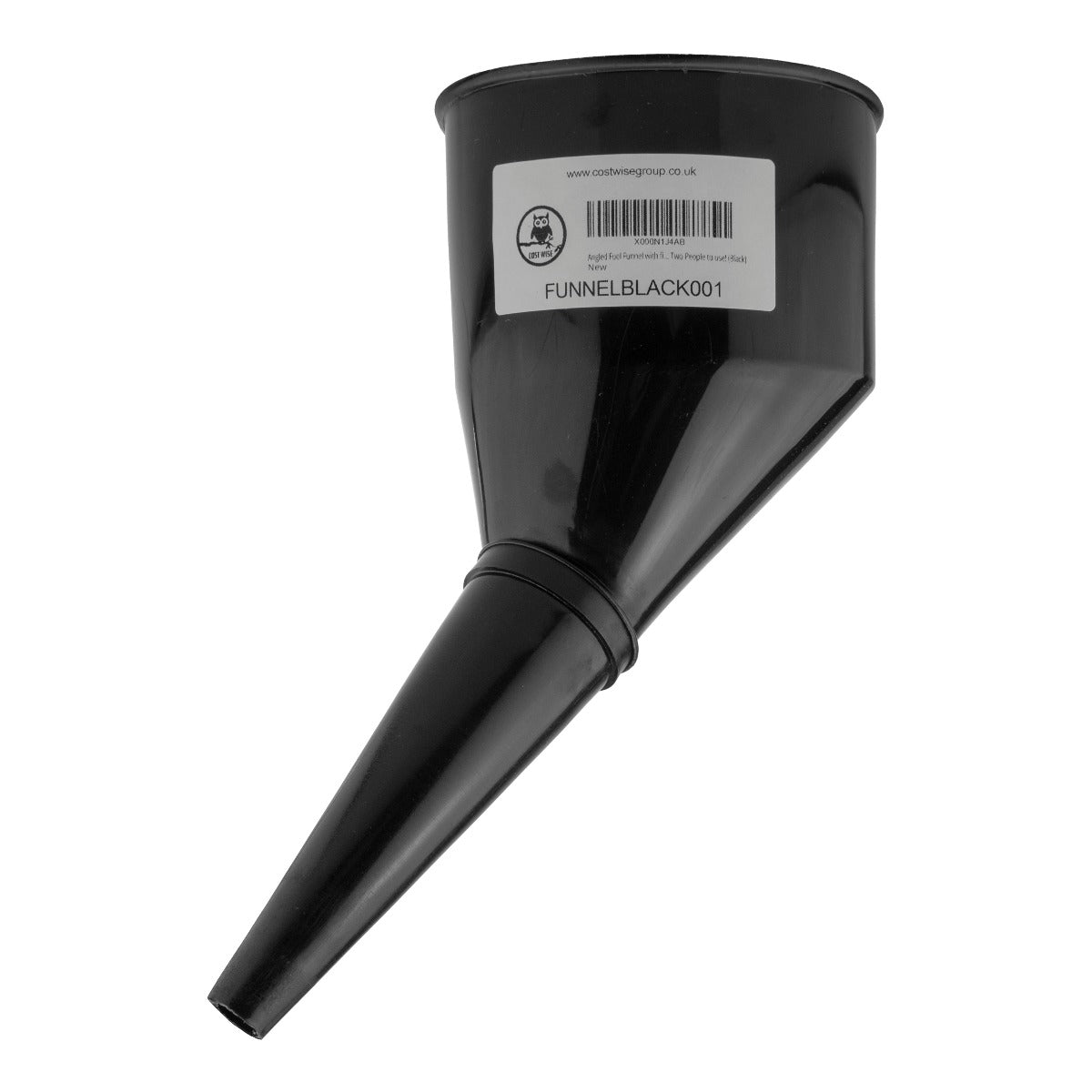 Filtered Fuel Funnel with Angled Spout, Black