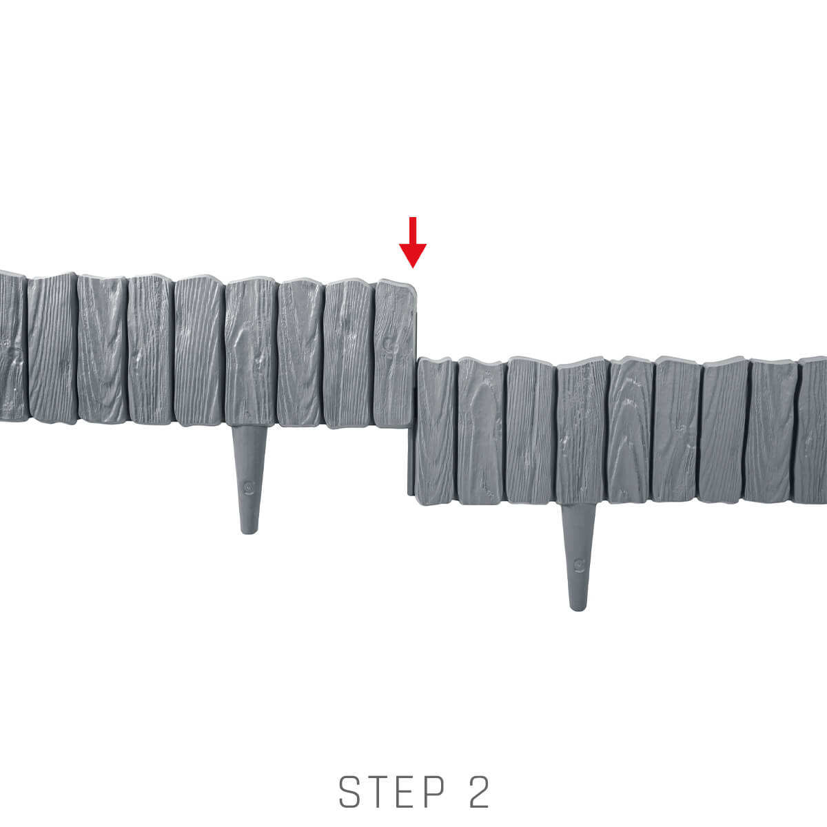Grey Wood Texture Palisade Lawn Edging, 2.32m