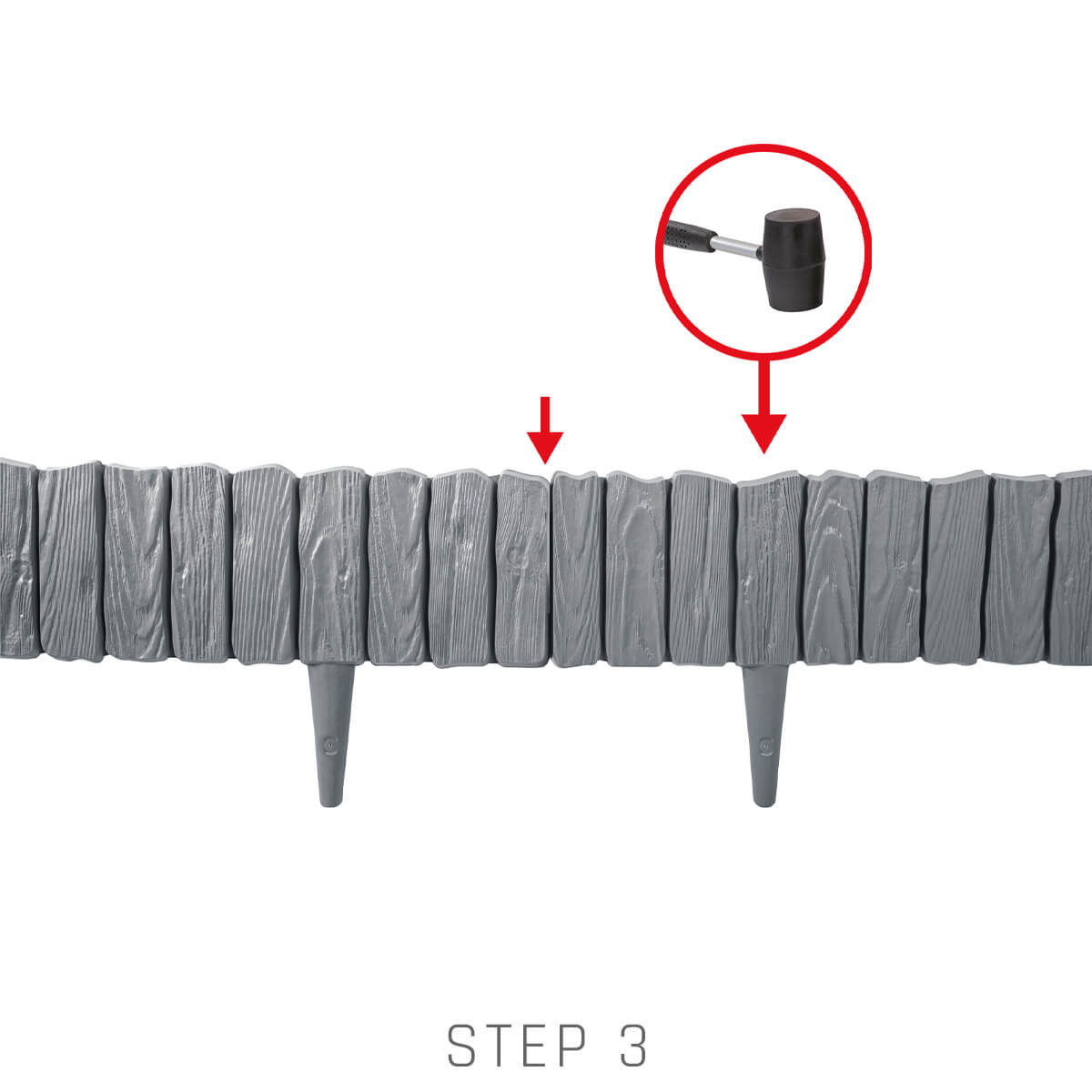Grey Wood Texture Palisade Lawn Edging, 2.32m
