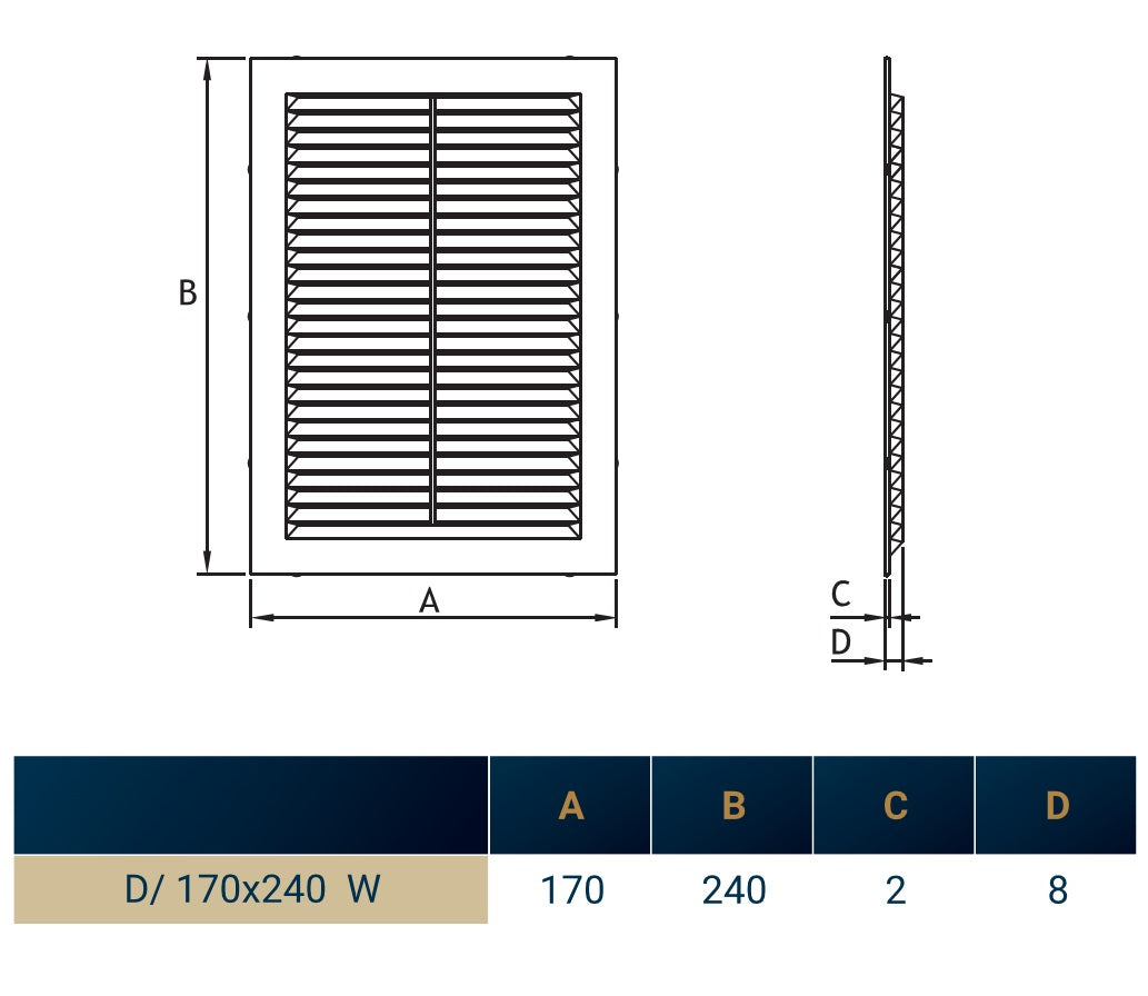 White Louvre Vent with Fly Screen, 240mm x 170mm