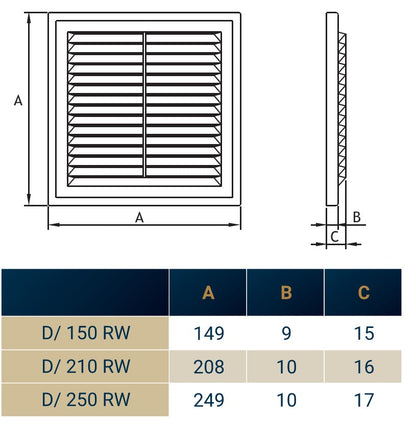 White Louvre Vent with Fly Screen, 250mm x 250mm