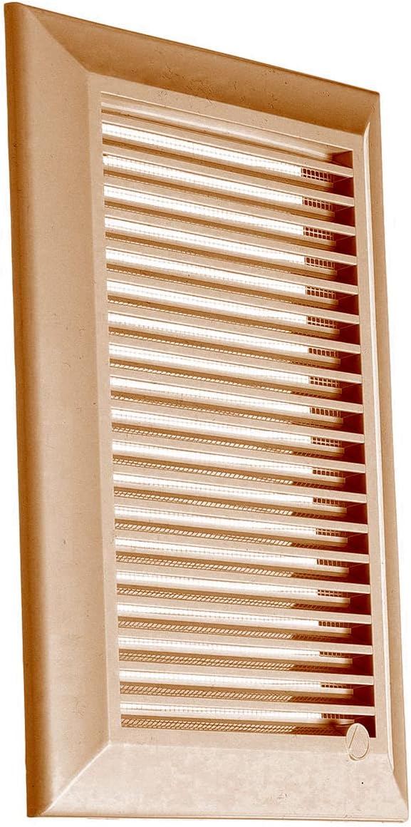 Brown Duo Smart Louvre Vent with Fly Mesh, 90mm x 240mm