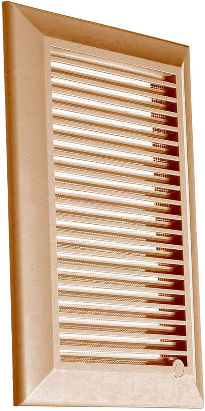 Brown Duo Smart Louvre Vent with Fly Mesh, 90mm x 240mm