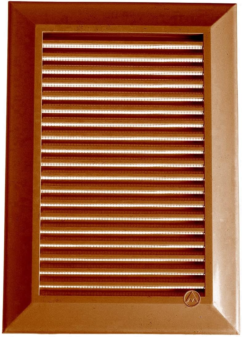 Brown Duo Smart Louvre Vent with Fly Mesh, 90mm x 240mm