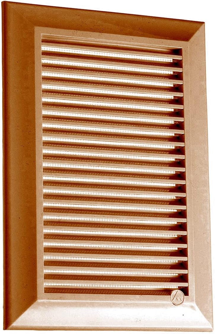 Brown Duo Smart Louvre Vent with Fly Mesh, 90mm x 240mm