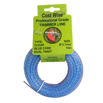 15m Dual Core Twisted Blue Trimmer Line, 2.7mm