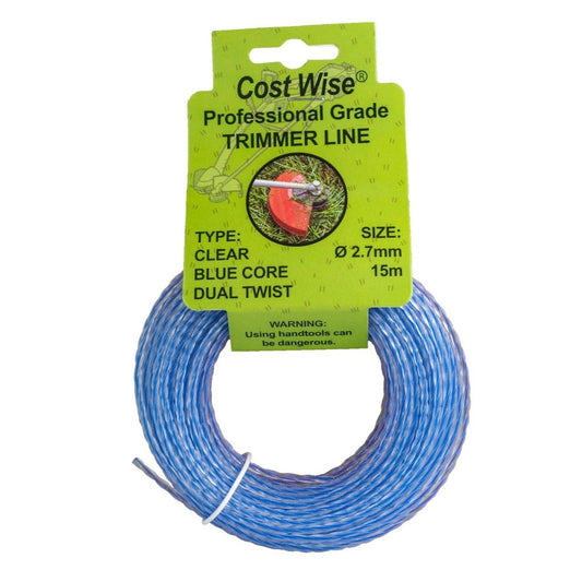 15m Dual Core Twisted Blue Trimmer Line, 2.7mm