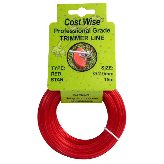 15m Twisted Red Star Trimmer Line, 2mm