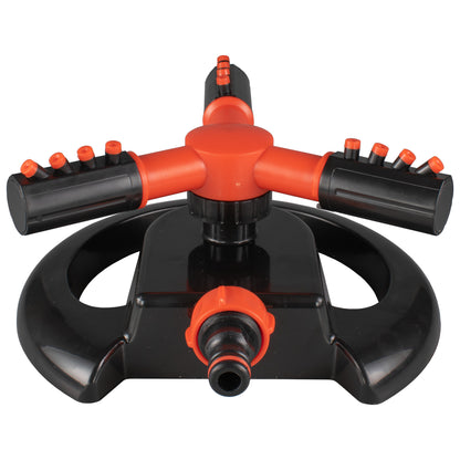 3-Arm Rotating Garden Sprinkler, Black & Orange