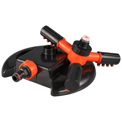 3-Arm Rotating Garden Sprinkler, Black & Orange