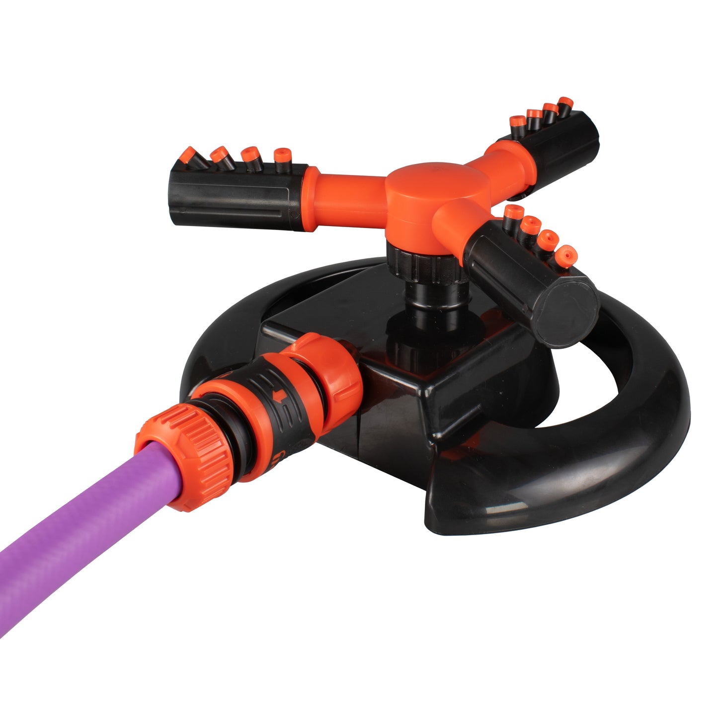 3-Arm Rotating Garden Sprinkler, Black & Orange