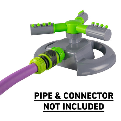 3-Arm Rotating Garden Sprinkler, Green & Grey