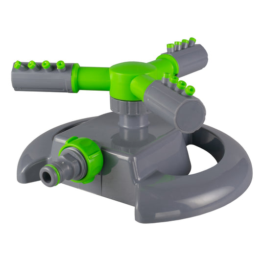 3-Arm Rotating Garden Sprinkler, Green & Grey