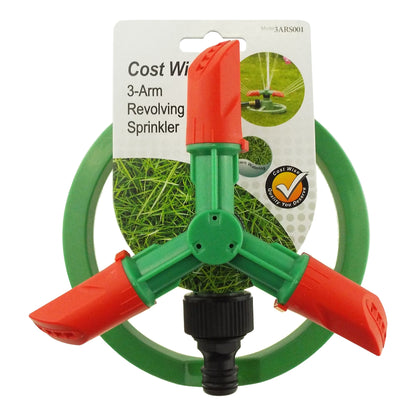 3-Arm Rotating Garden Sprinkler, Green