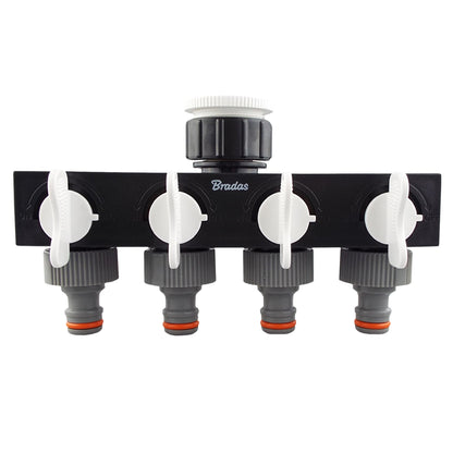 4-Way Splitter with Valves, Grey