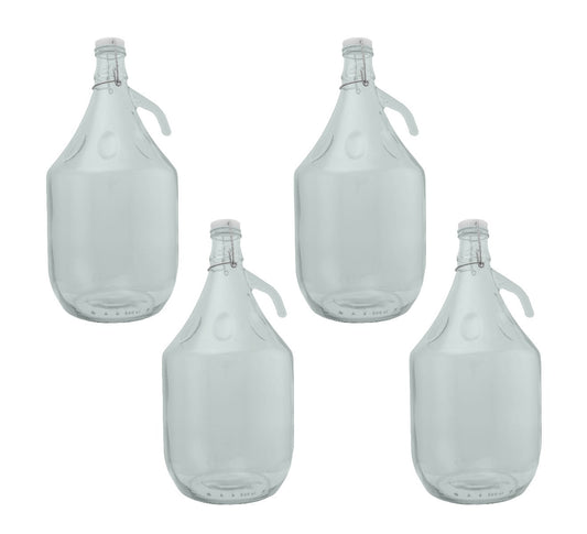 5L Clear Glass Demijohn Bottle with Swing-top Cap, Box of 4
