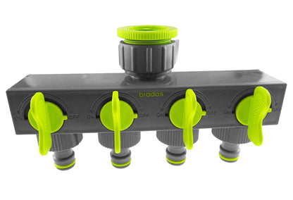 4-Way Splitter with Valves, Lime