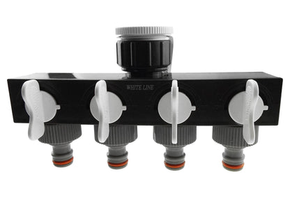 4-Way Splitter with Valves, Grey