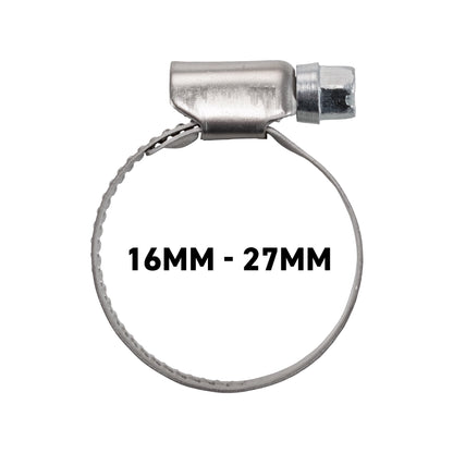 W2 Stainless Steel Hose Clips, 16mm - 27mm