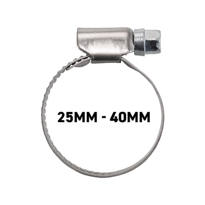W2 Stainless Steel Hose Clips, 25mm - 40mm