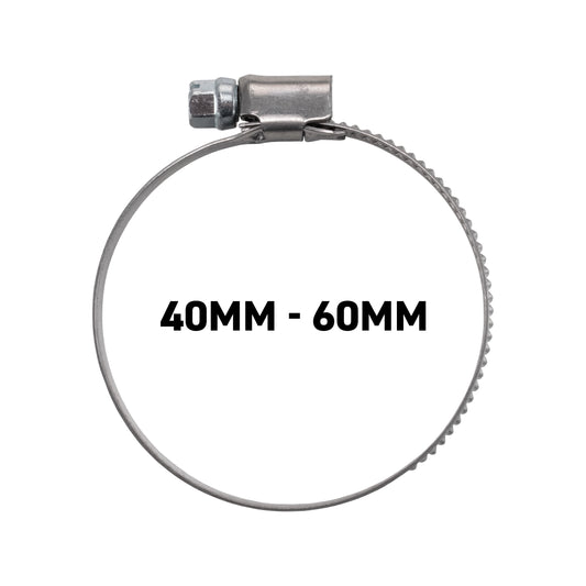 W2 Stainless Steel Hose Clips, 40mm - 60mm
