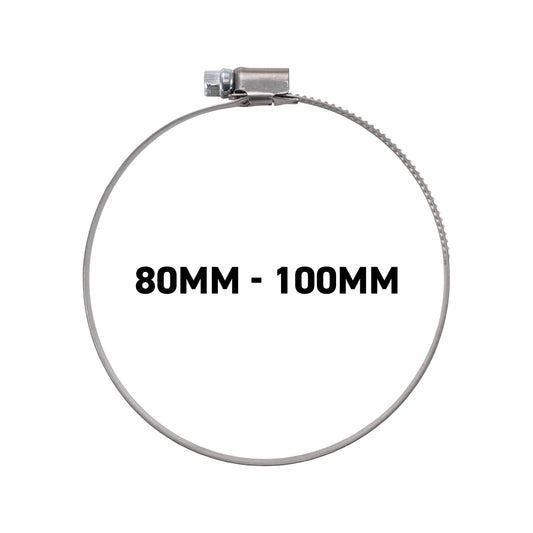W2 Stainless Steel Hose Clips, 80mm - 100mm