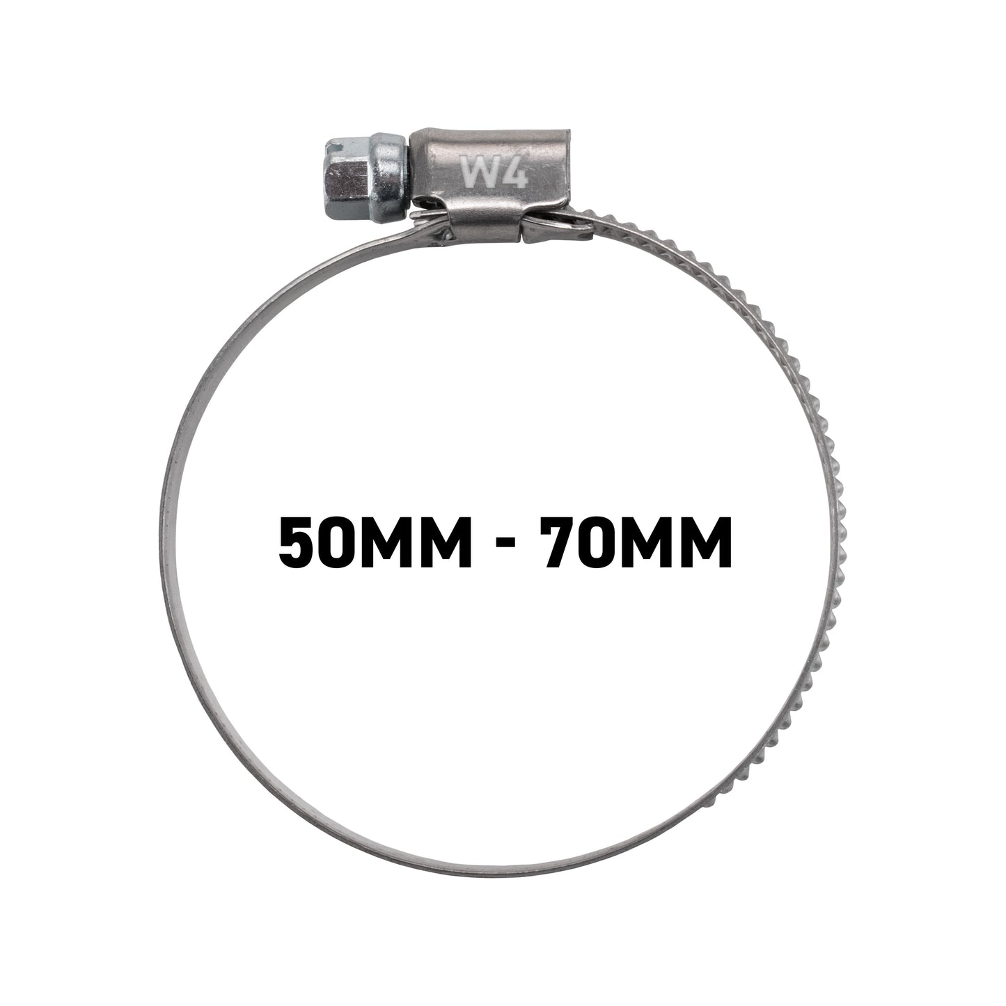 W4 Stainless Steel Hose Clips, 50mm - 70mm