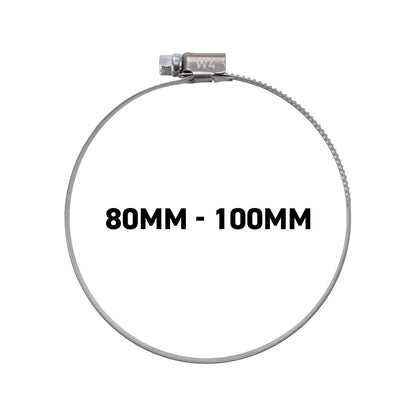 W4 Stainless Steel Hose Clips, 80mm - 100mm