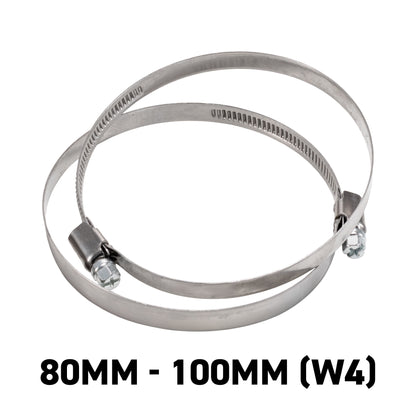 W4 Stainless Steel Hose Clips, 80mm - 100mm