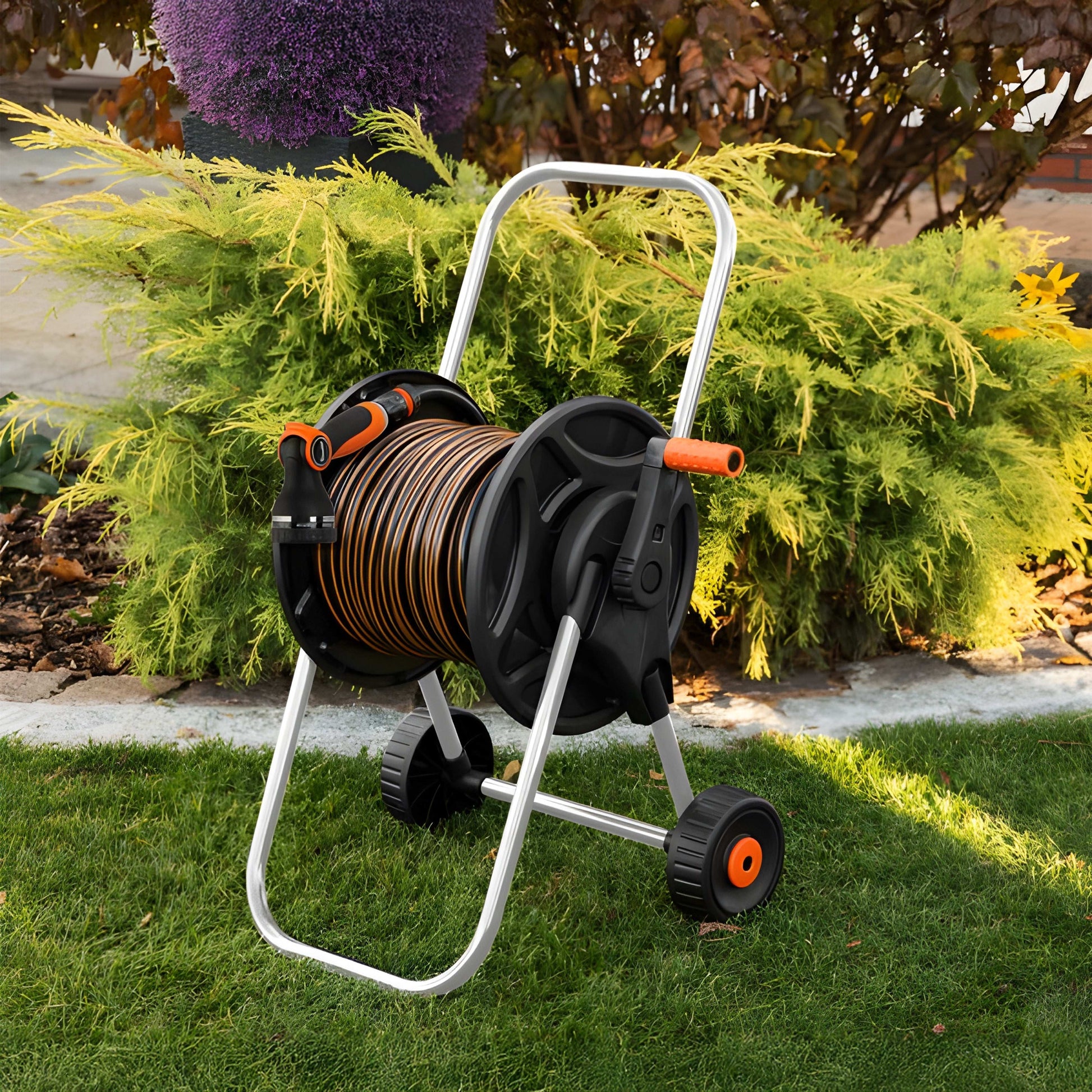 Portable Black Garden Hose Cart with 60m Reel Capacity