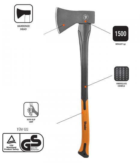 1500g Multipurpose Axe with Fiberglass Handle