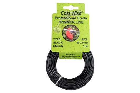 15m Black Rounded Trimmer Line, 2mm