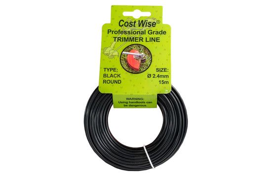 15m Black Rounded Trimmer Line, 2.4mm