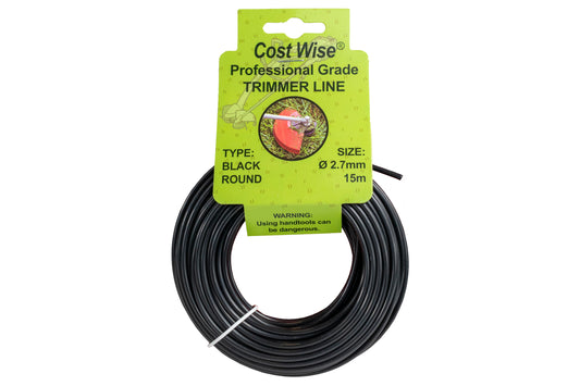 15m Black Rounded Trimmer Line, 2.7mm