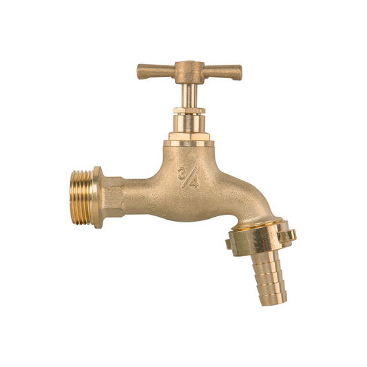 Brass Barbed Single Turn Bib Tap, 3/4" BSP