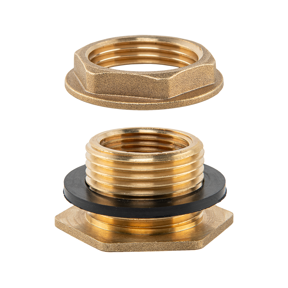 Brass Water Butt Tank Adapter, 1.25" BSPM to 1" BSPF
