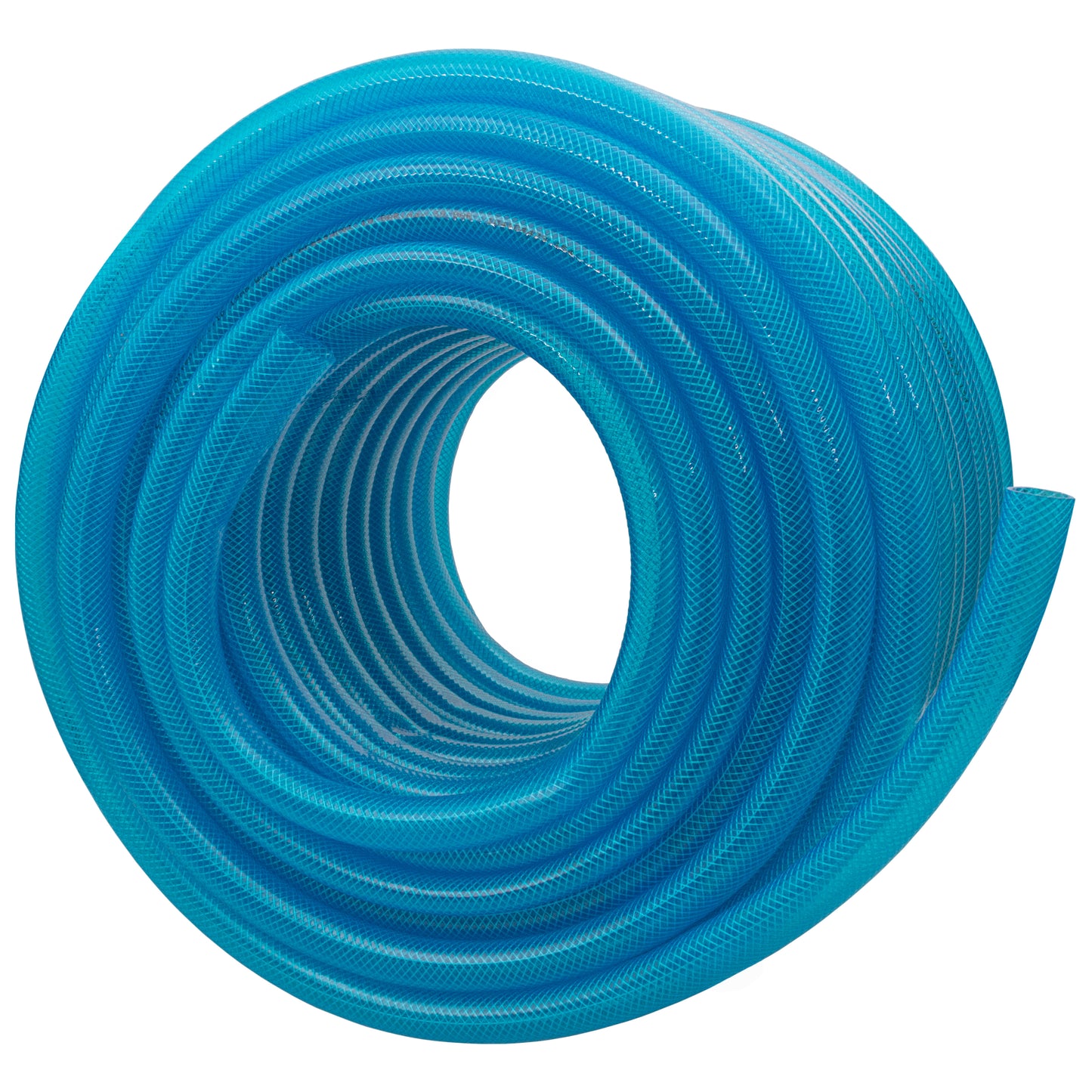 25mm Braided PVC Fuel Tech Hose, Transparent Blue
