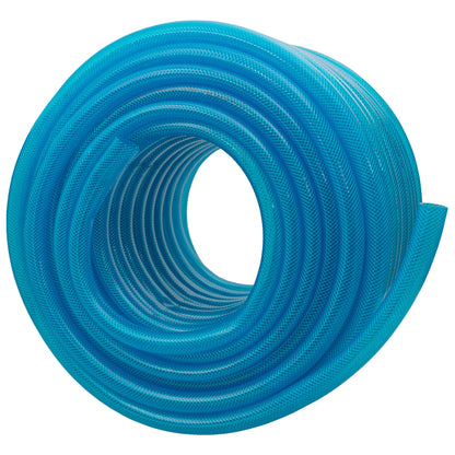 19mm Braided PVC Fuel Tech Hose, Transparent Blue