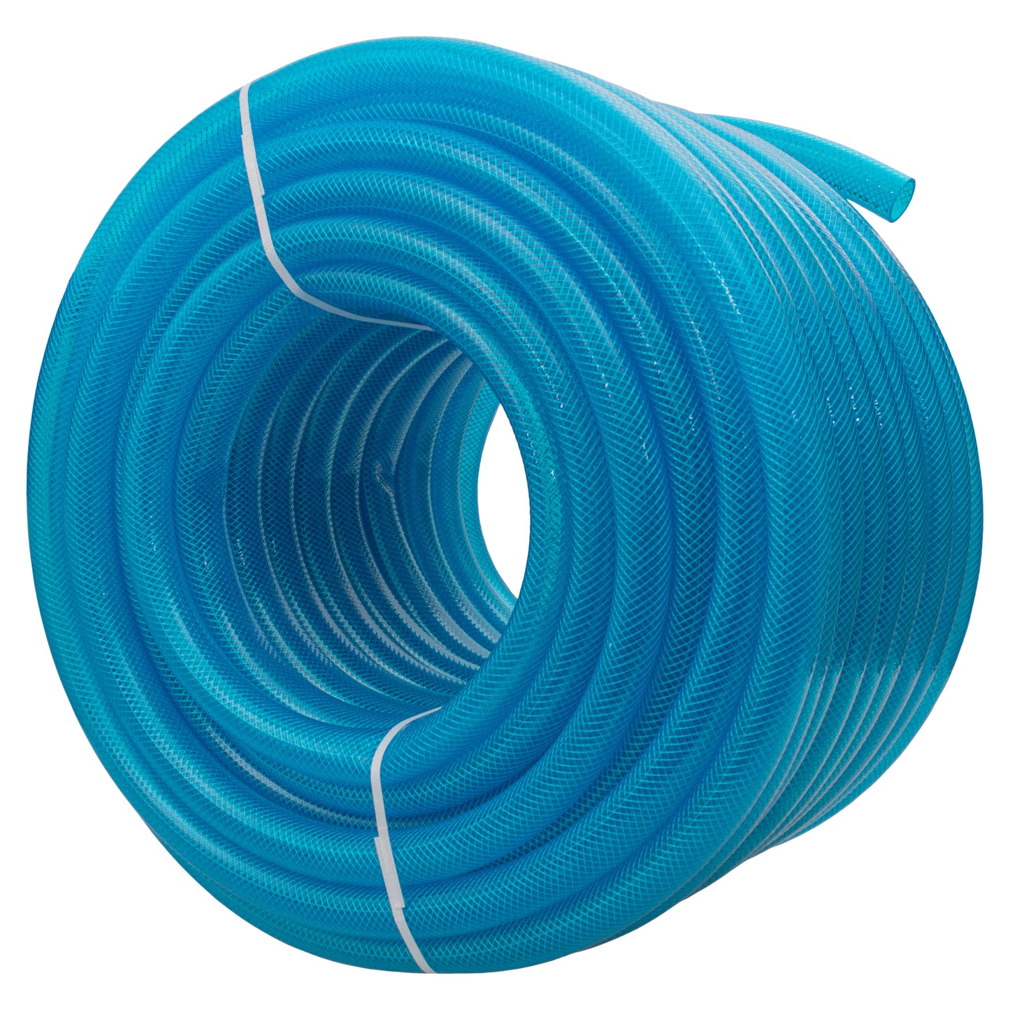 25mm Braided PVC Fuel Tech Hose, Transparent Blue
