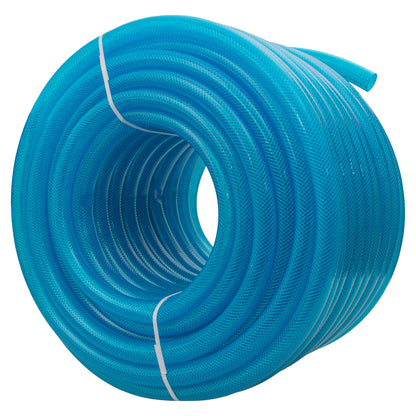 25mm Braided PVC Fuel Tech Hose, Transparent Blue