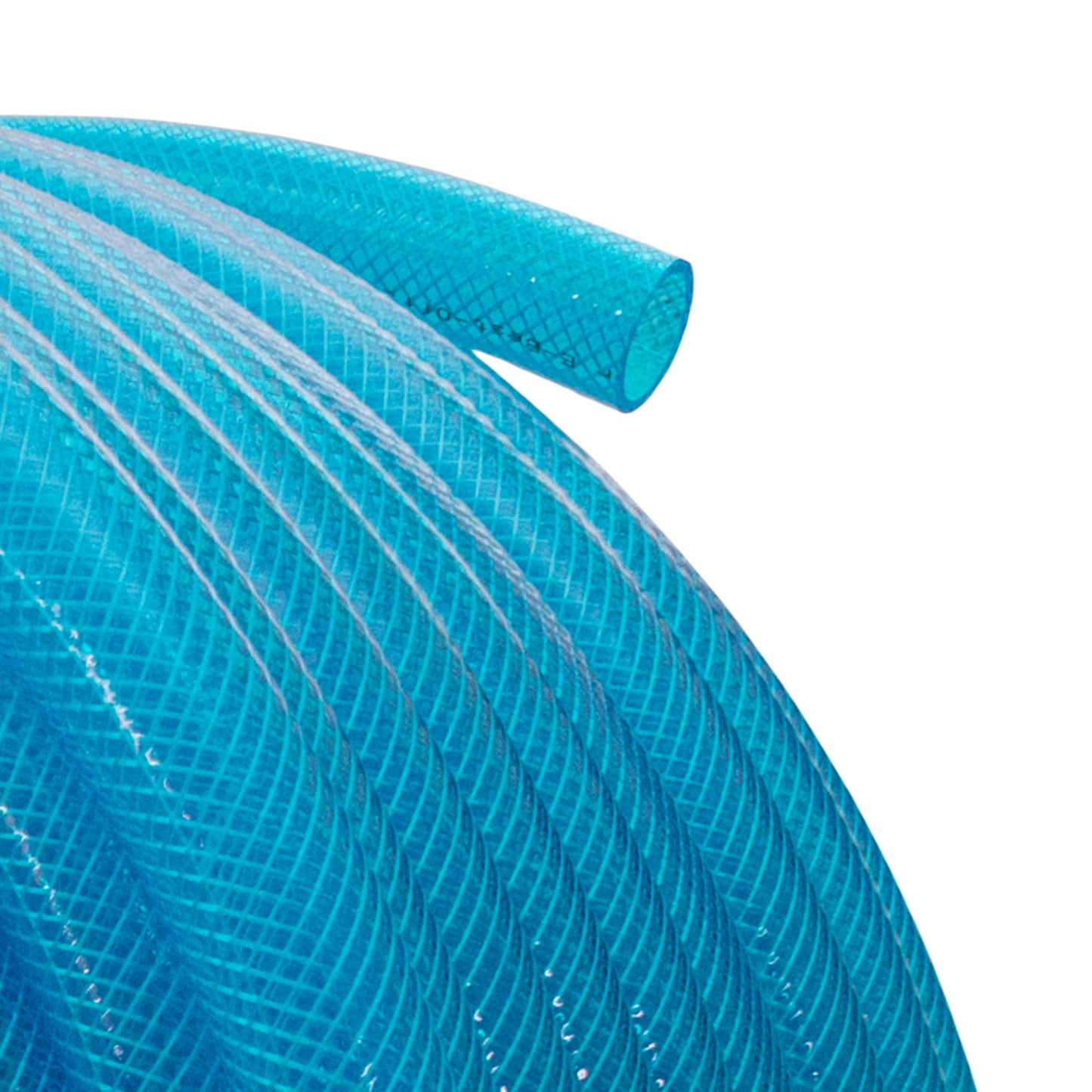 25mm Braided PVC Fuel Tech Hose, Transparent Blue