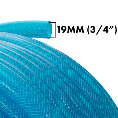 19mm Braided PVC Fuel Tech Hose, Transparent Blue