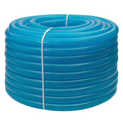 25mm Braided PVC Fuel Tech Hose, Transparent Blue