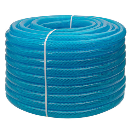 19mm Braided PVC Fuel Tech Hose, Transparent Blue